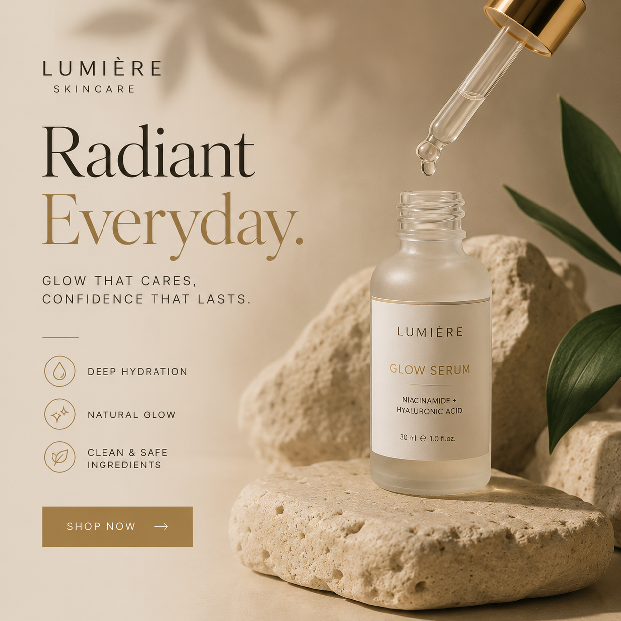 Premium skincare social media campaign post